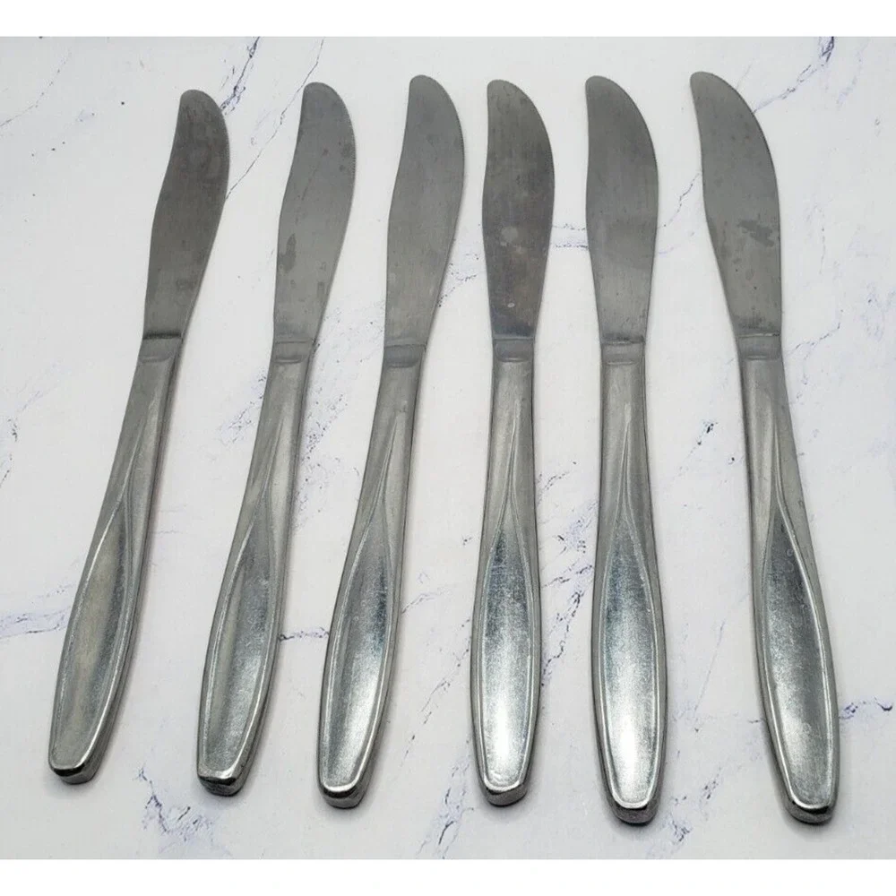 Superior Stainless Steel Flatware USA Radiant Rose Butter Knives Set Of 6